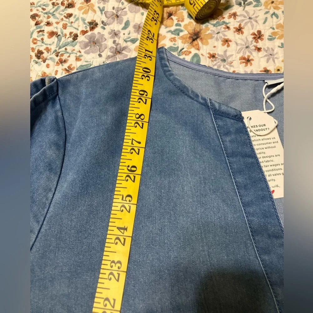 NWT!  Denim Blue Women's Cold Solder Top - Picture 6 of 7